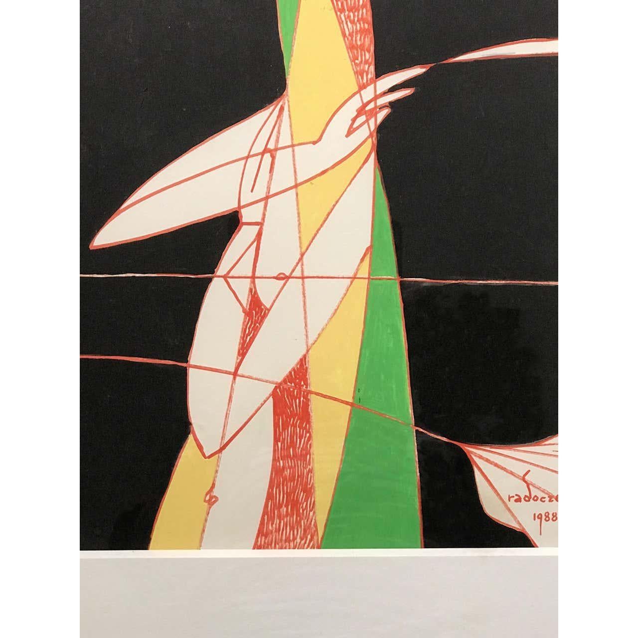 Modern Gouache 1988 #2 by Albert Radoczy  For Sale 3
