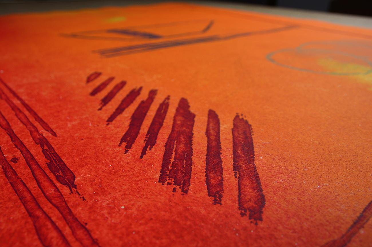 Albert Ràfols Casamada - FRUITES D'ESTIU Etching Spanish Abstraction Modern - Orange Abstract Print by Albert Rafols Casamada