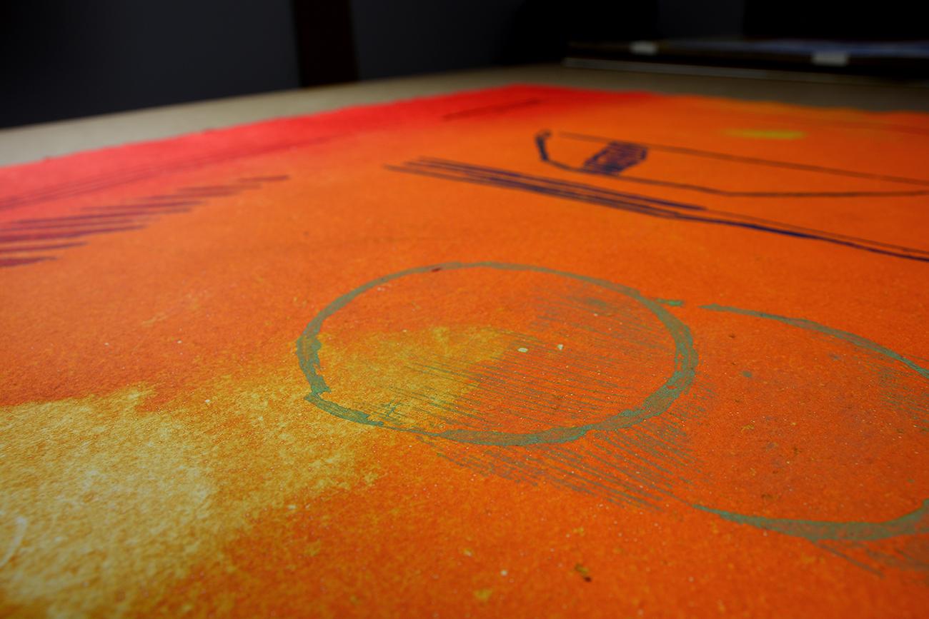 Albert Ràfols Casamada - FRUITES D'ESTIU Eau-forte Abstraction espagnole Modernity - Orange Abstract Print par Albert Rafols Casamada