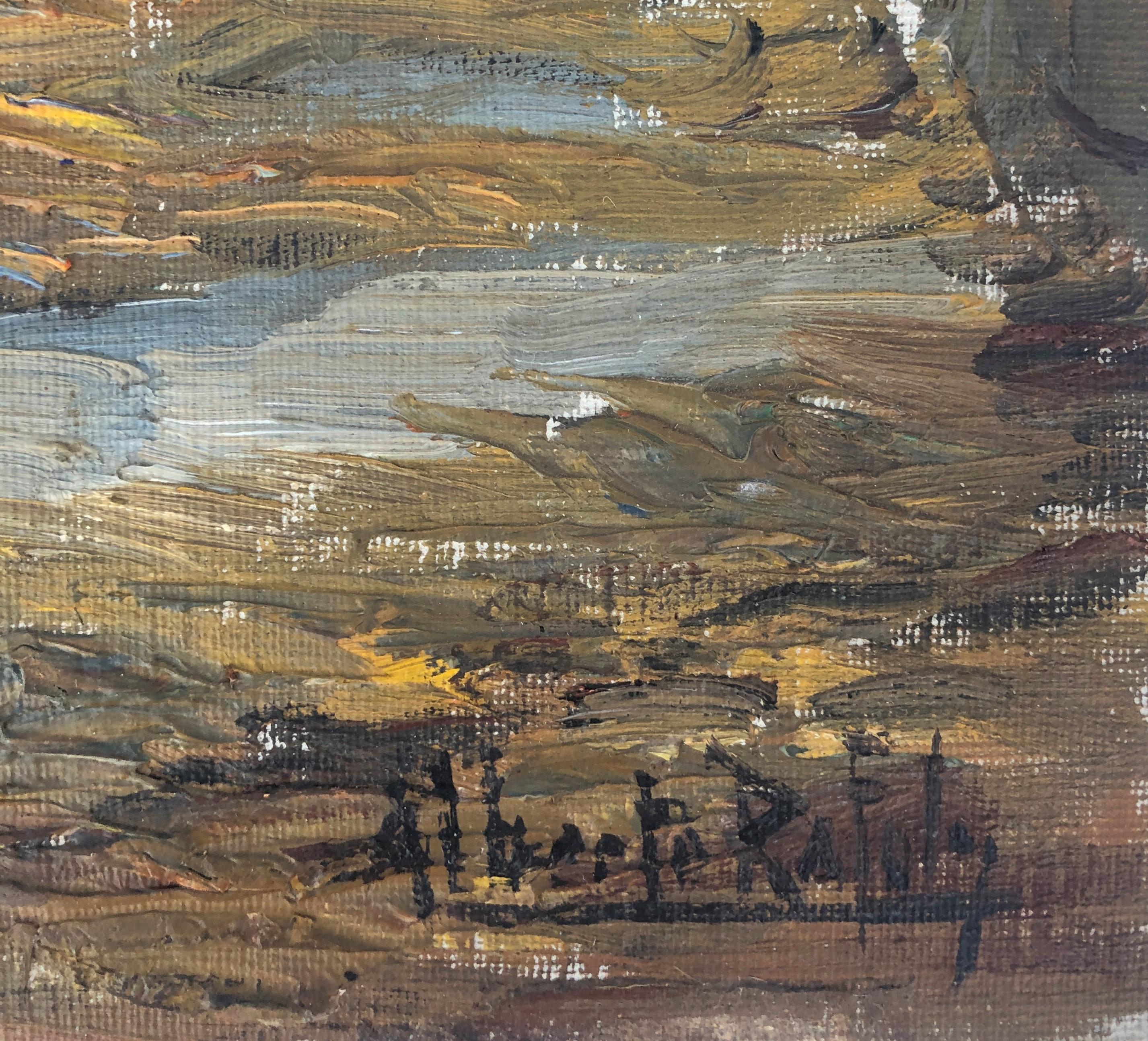 Landscape of Tona Spain original oil painting - Painting by Albert Rafols Culleres