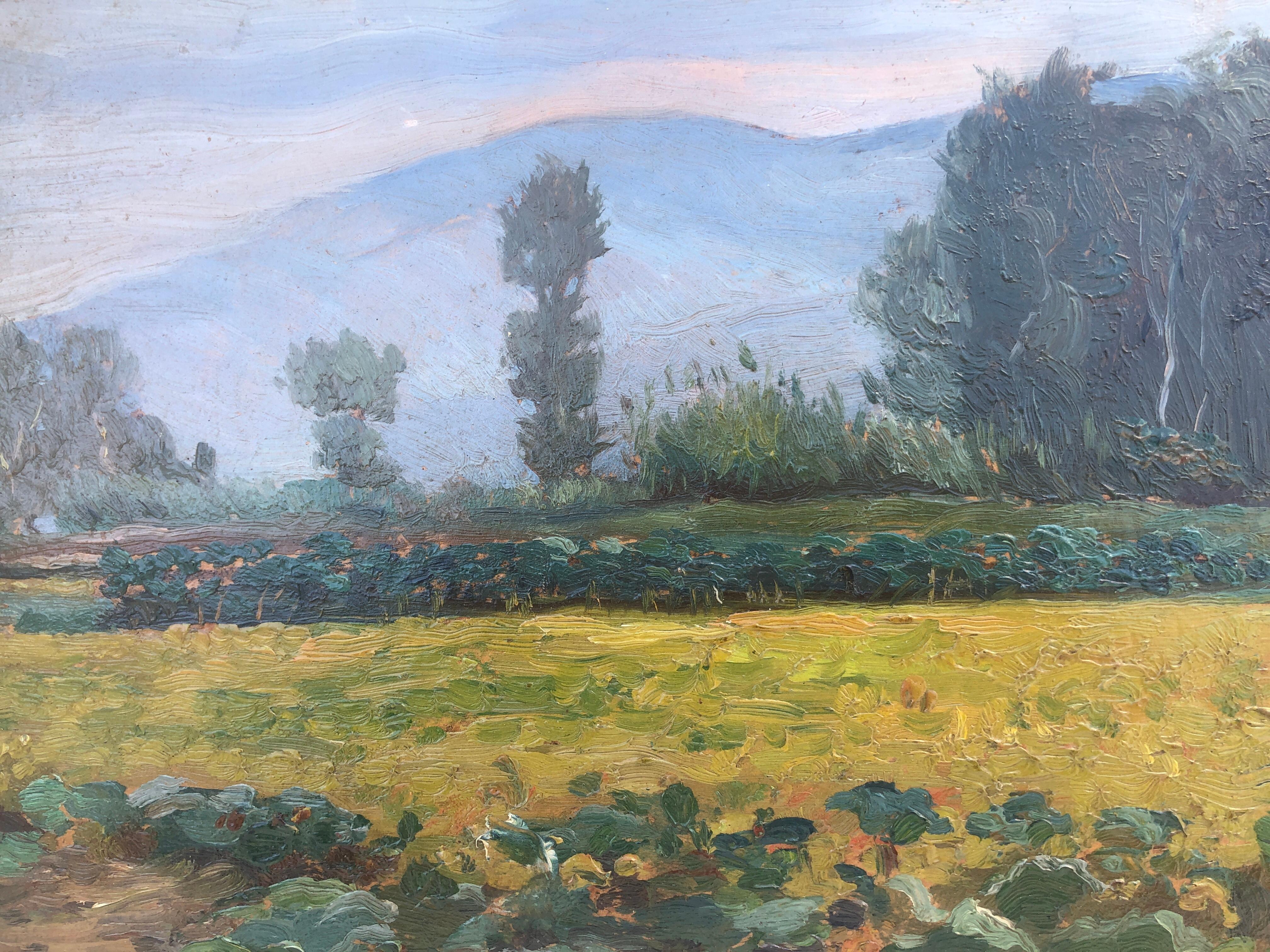 Spanish landscape Spain original oil on cardboard painting For Sale 3