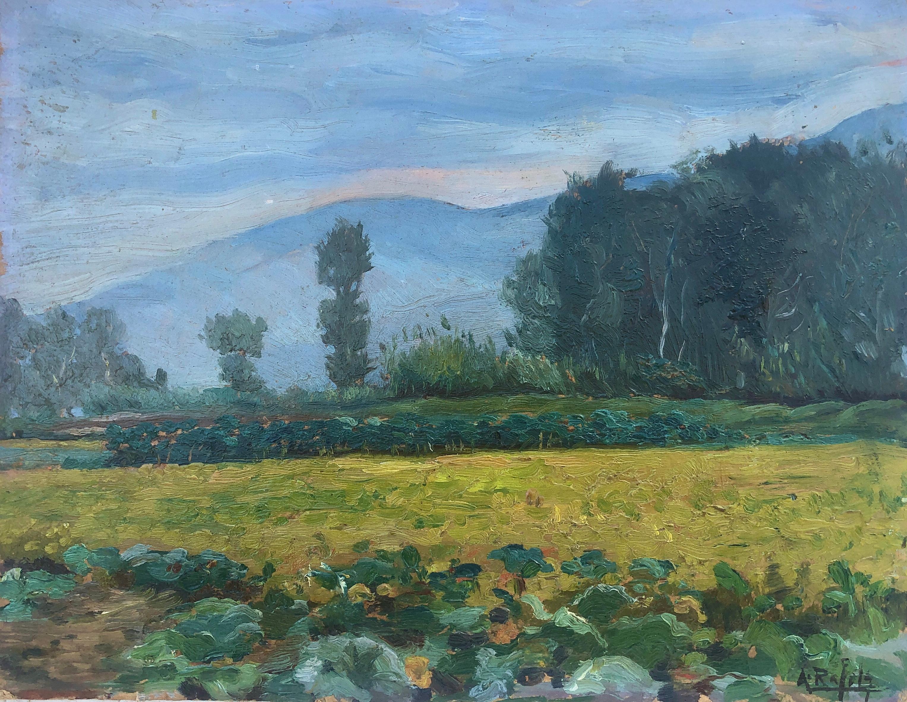 Spanish landscape Spain original oil on cardboard painting