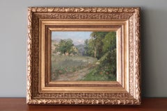 Antique Landscape oil painting, French fine art by Albert Regagnon, Barbizon