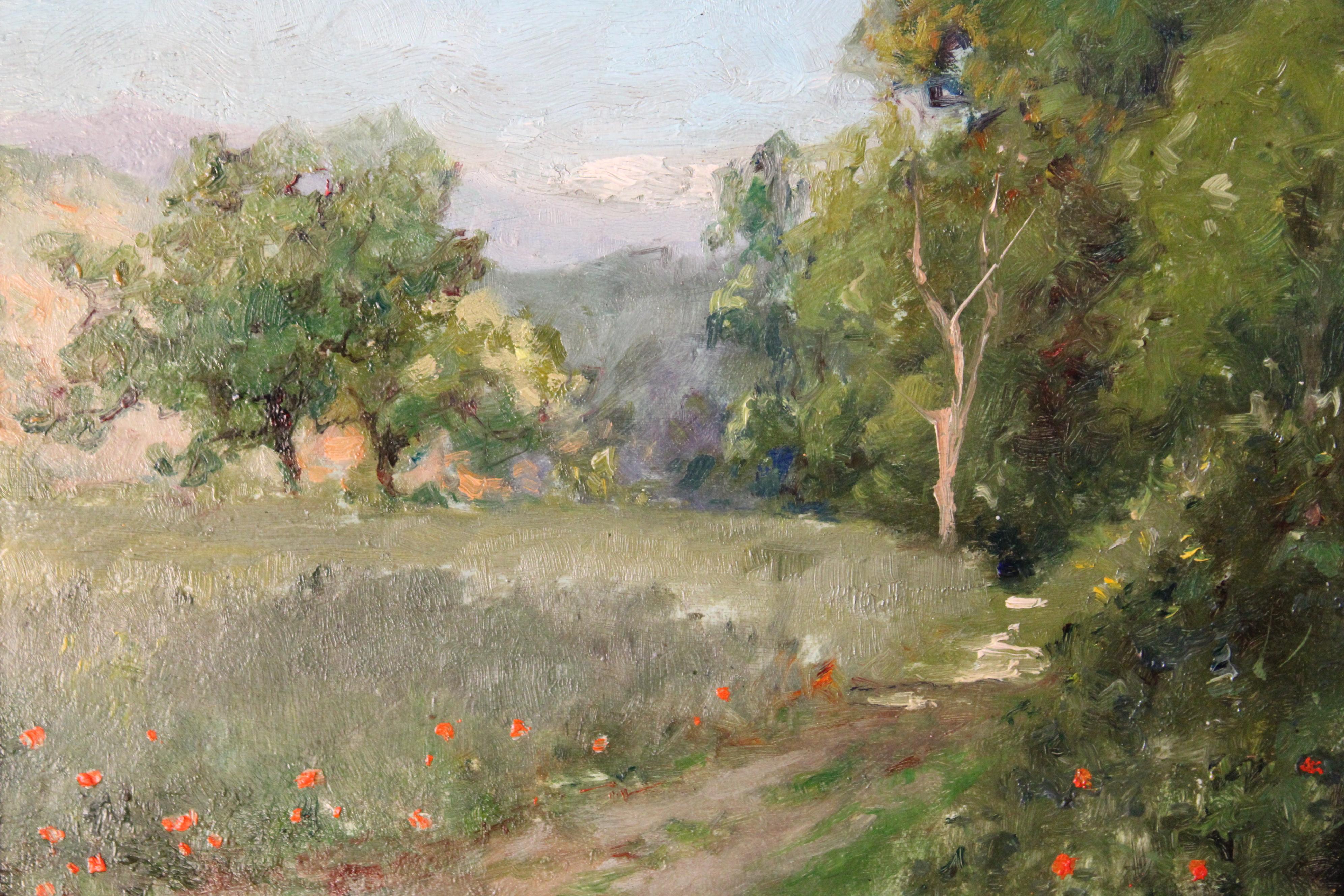 Antique Landscape oil painting, French fine art by Albert Regagnon, Barbizon 2