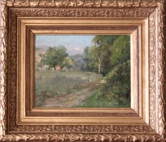 Antique Landscape oil painting, French fine art by Albert Regagnon, Barbizon 