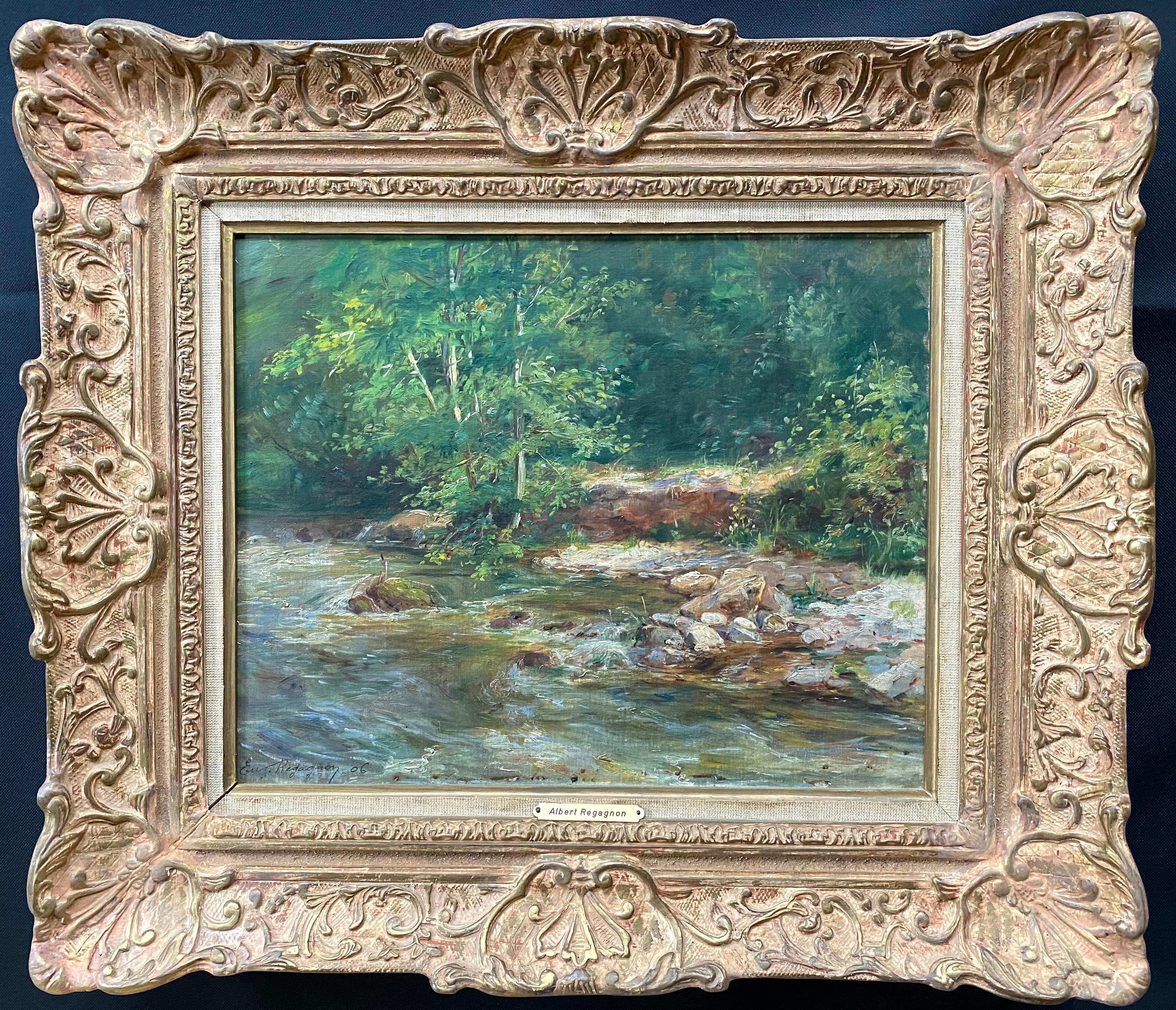 “Bord de L’Eau” - Impressionist Painting by Albert Regagnon 