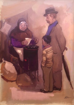 Castañero español óleo sobre tabla pintura modernismo arte