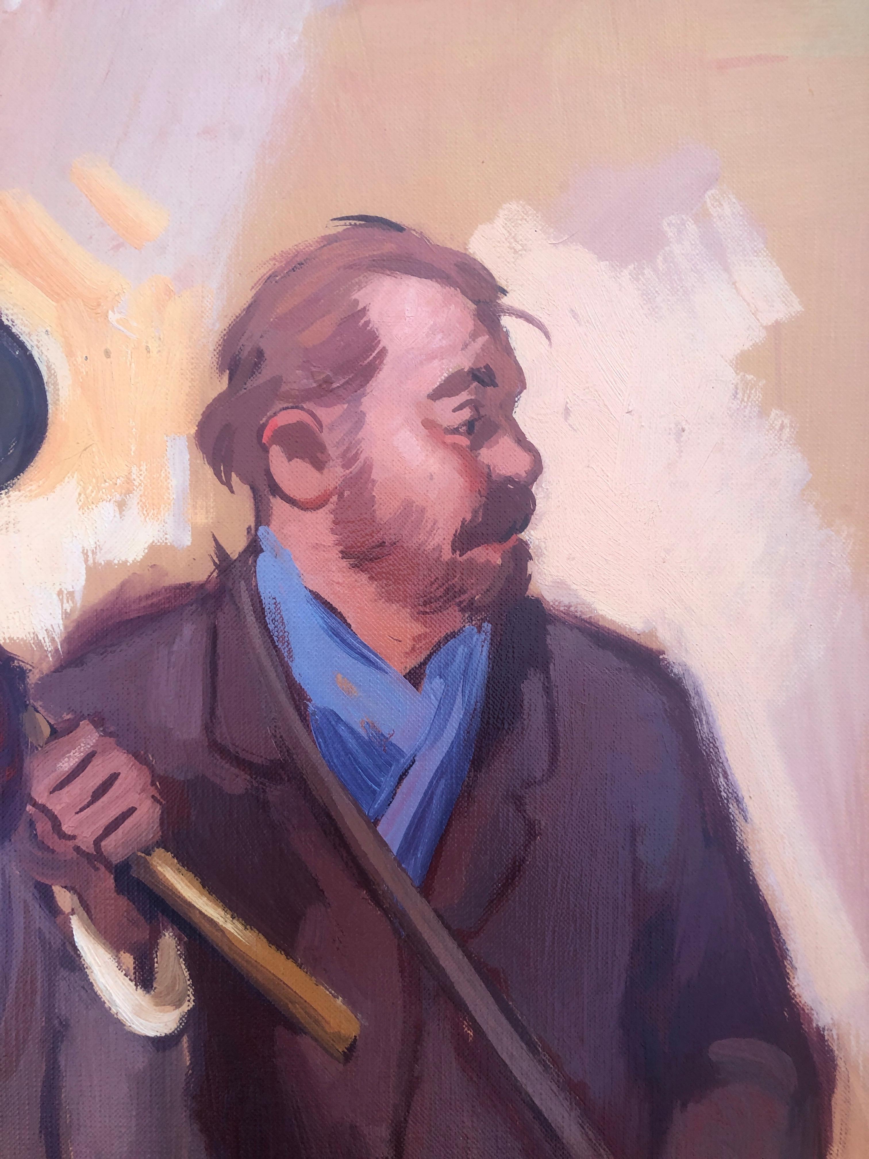 vagabondi olio su tavola pittura modernismo arte - Portrait Painting Marrone di Albert Roca