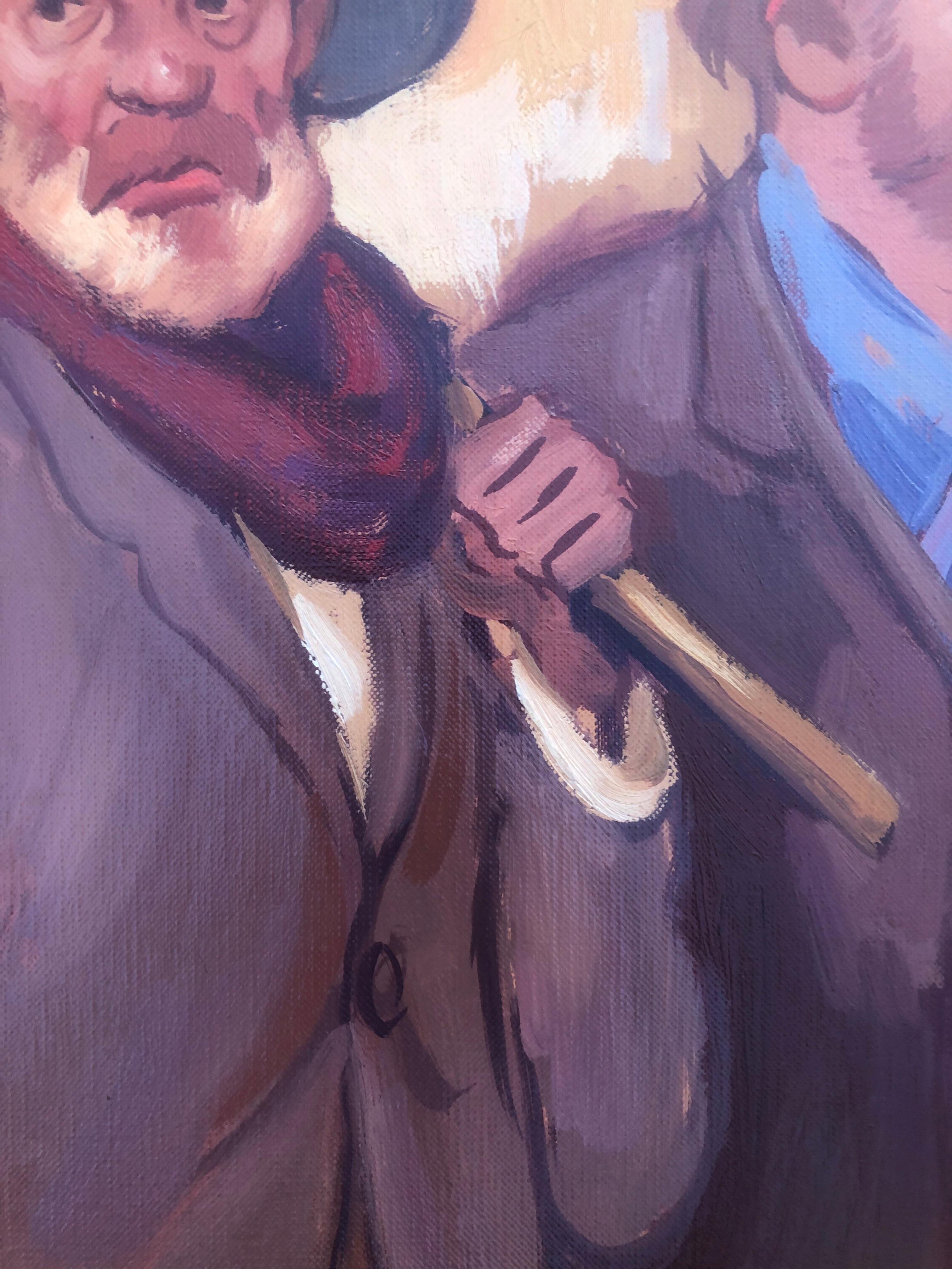 vagabondi olio su tavola pittura modernismo arte in vendita 1