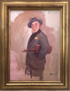 violinist oil on board painting modernism art