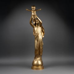 Albert Roze : "Vierge d'Albert", Vergoldete Bronze, gegossen von Barbedienne um 1940