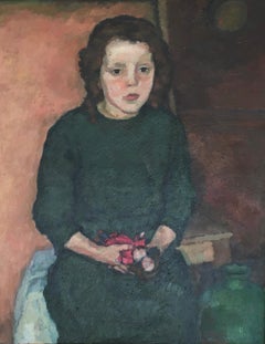Antique Young girl and her rag doll