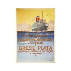 Affiche d'origine d'Albert Sebille datant d'environ 1920 pour une grande société d'expédition 