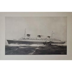 Vers 1950 – Original  Affiche du paquebot « Le Normandie » par Albert Sébille