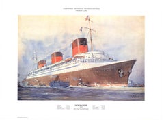 Original Normandie 1935 cruise line vintage poster