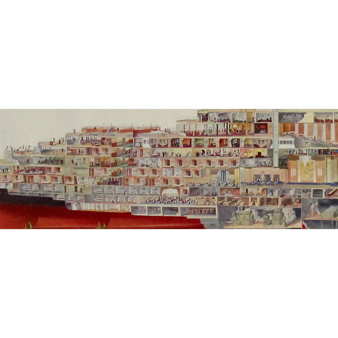 Original poster French maritime illustrator Albert Sébille - SS Normandie For Sale 1