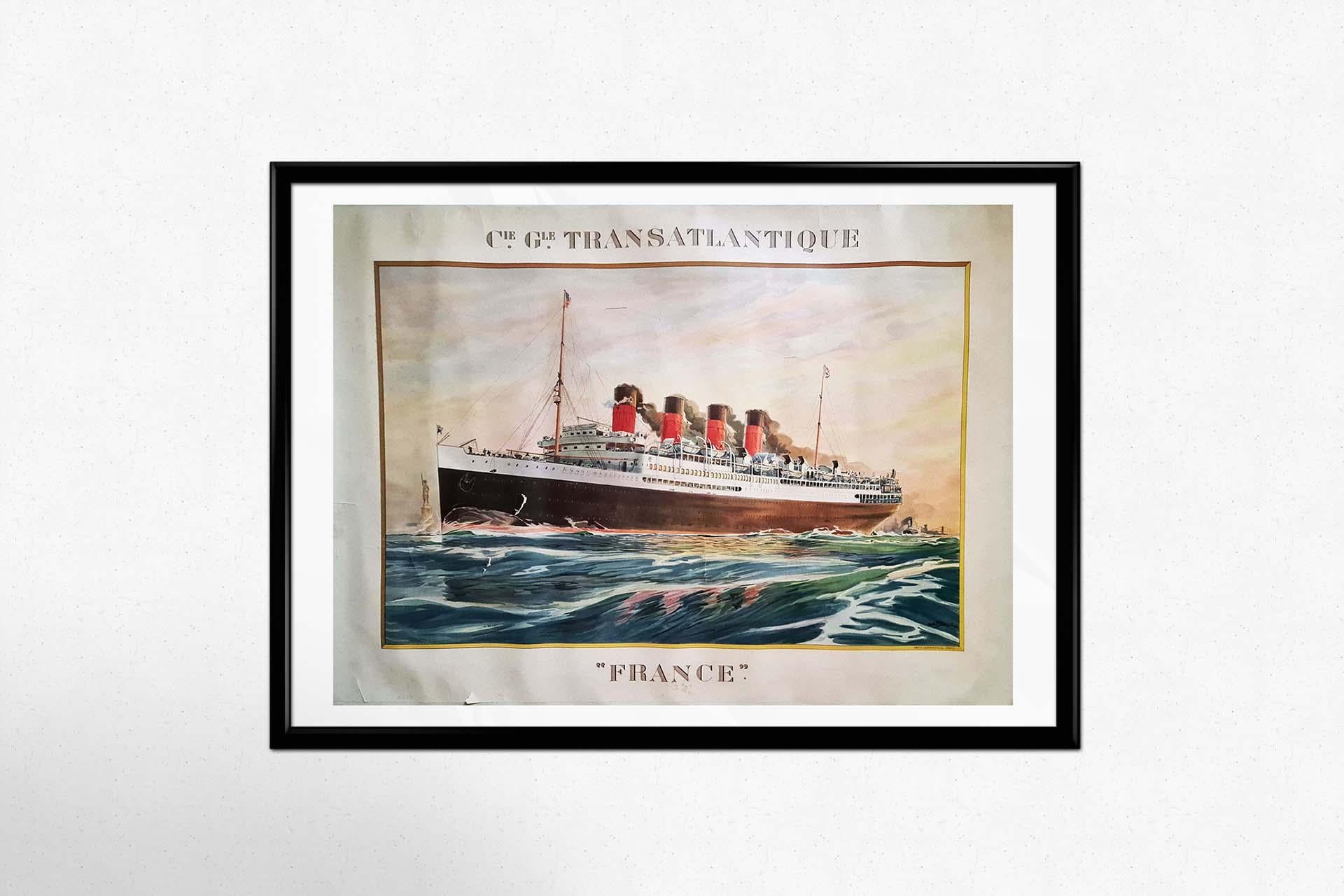 In the realm of vintage travel posters, the Circa 1930 original poster of Albert Sébille for the Cie Gle Transatlantique 