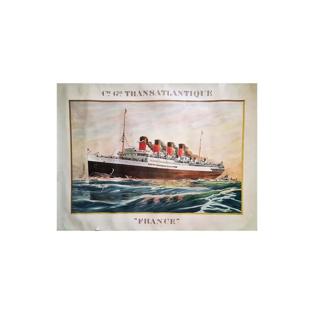 Original-Reiseplakat von Albert Sébille - Cie Gle Transatlantique 
