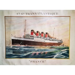 Original-Reiseplakat von Albert Sébille - Cie Gle Transatlantique " France"