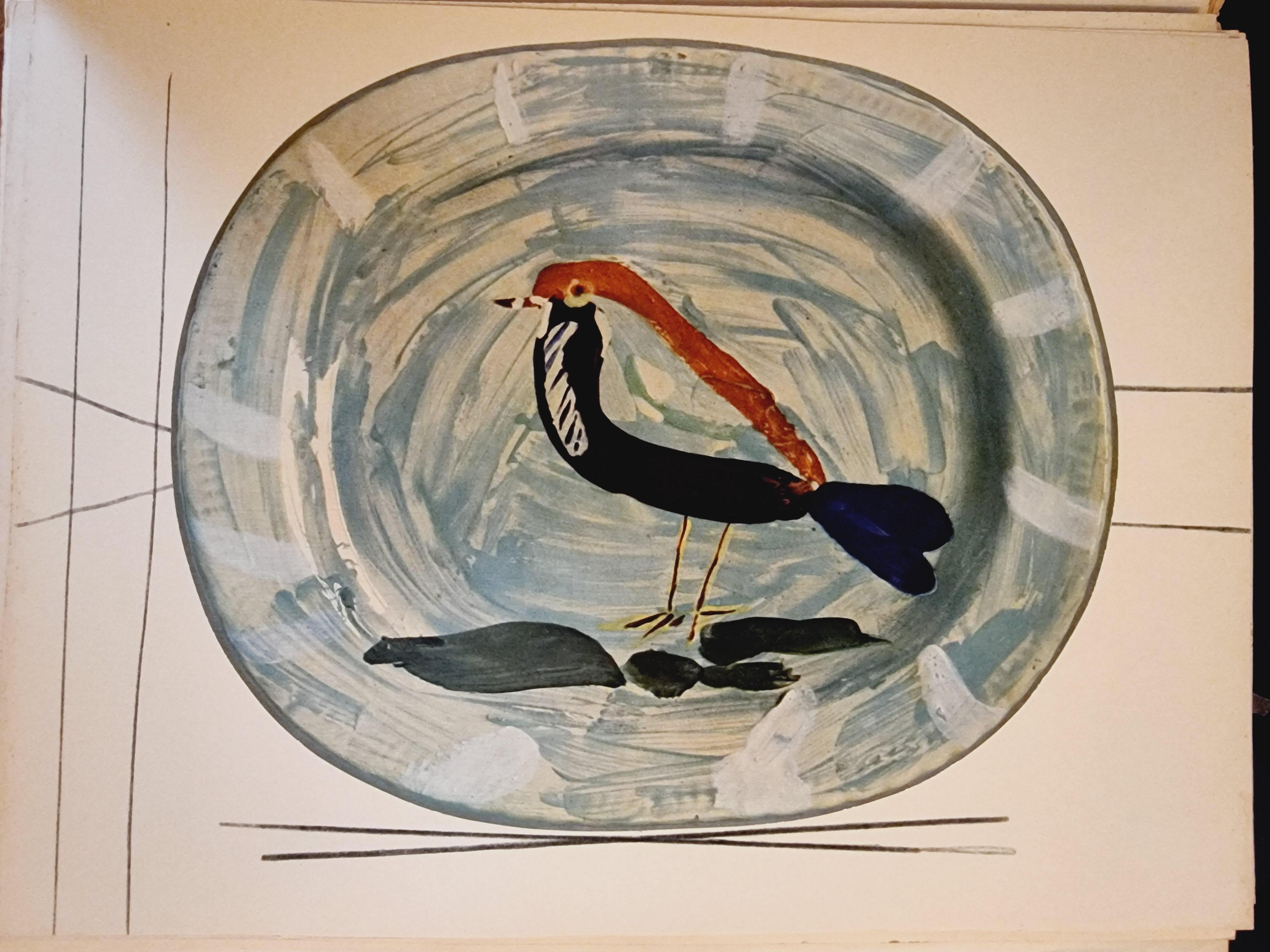 Albert Skira Gravure d'oiseau, Assiette en céramique, 