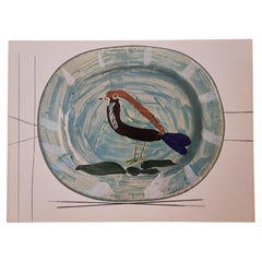 Retro Albert Skira Print of bird, Ceramic Plate, "Céramiques De Picasso"