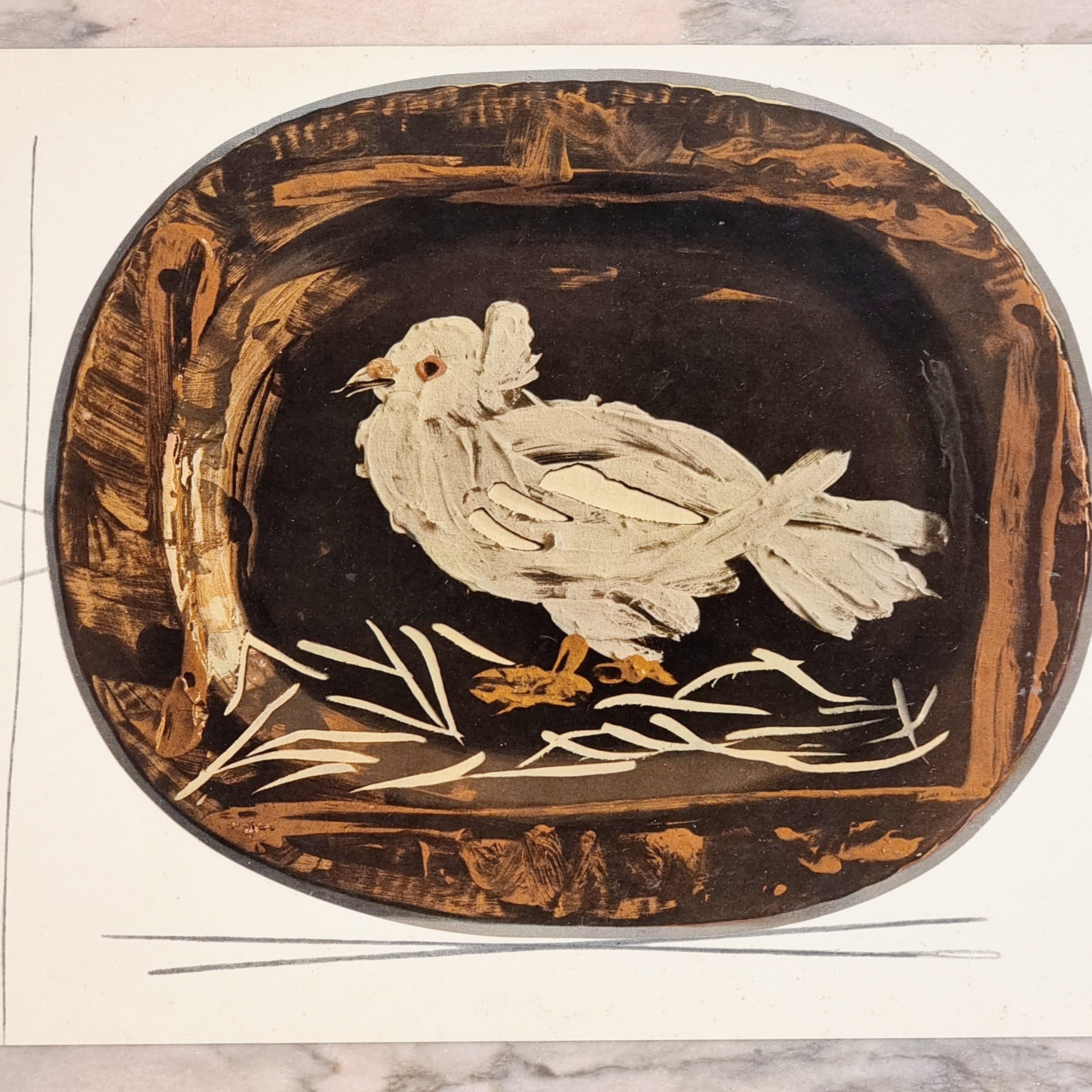 Swiss Albert Skira Print of Bird Ceramic Plate from 