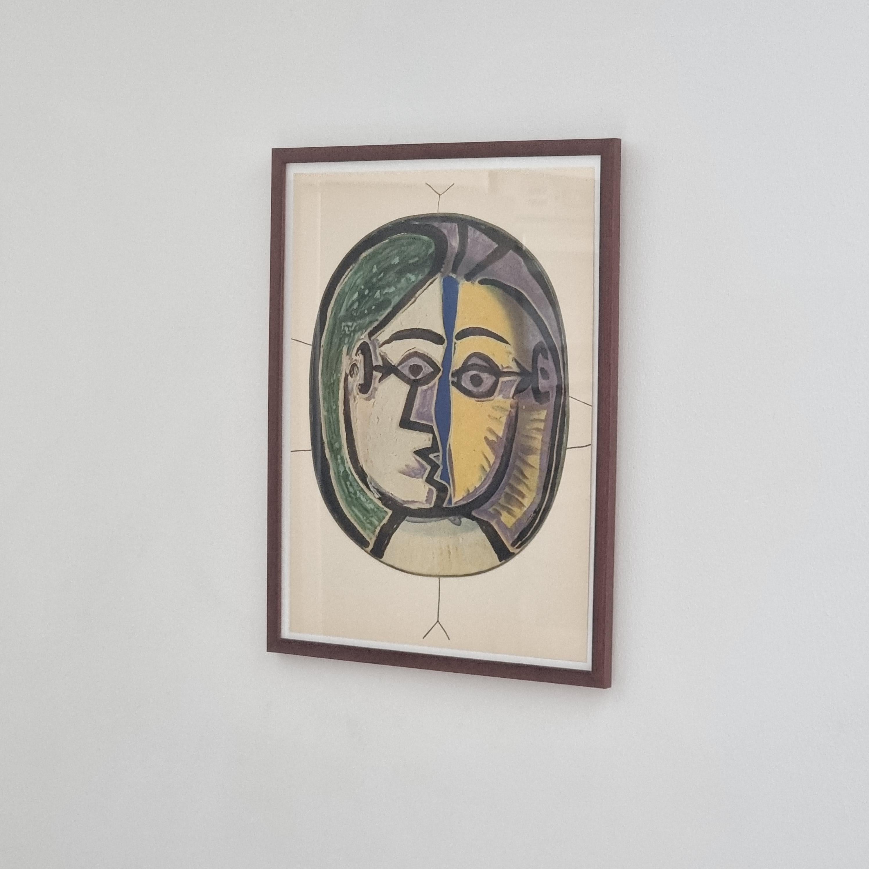 Mid-Century Modern Albert Skira, Print of Face Ceramic Plate from 