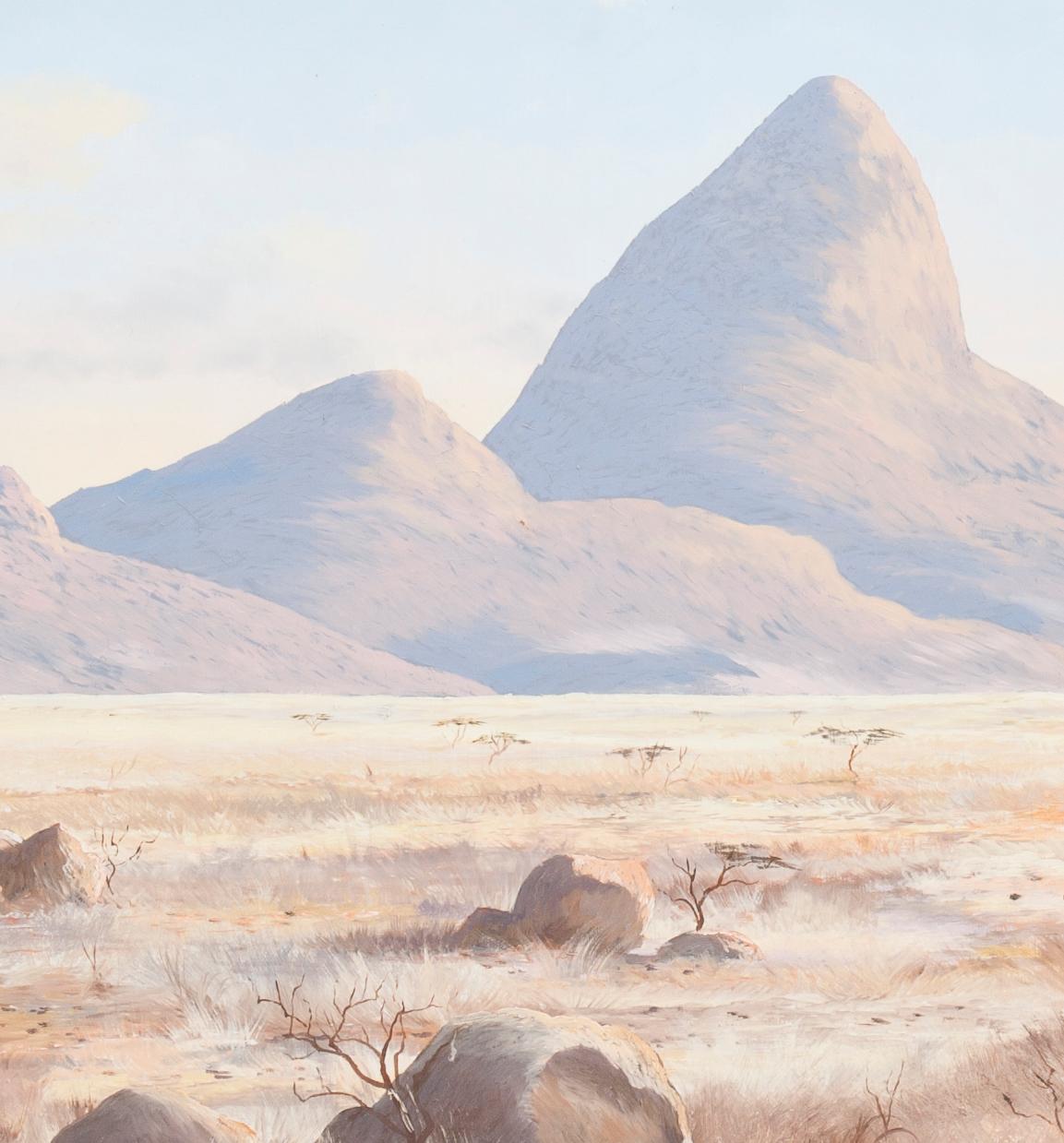 Peinture à l'huile sur panneau « Spitskoppe » d'Albert Solomon, 1980 Bon état - En vente à Cape Town, ZA