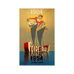 Vintage 1954 Original poster of Albert Solon for the 50th anniversary of the Paris Fair