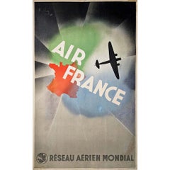 Albert Solon's 1934 original travel poster - Air France Réseau aérien mondial