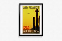 Cartel original de 1938 de Albert Solon - Air France París Roma Ala Littoria