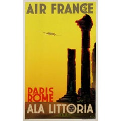 Originalplakat von Albert Solon, 1938, Air France, Paris, Rom, Ala Littoria, Ala Littoria