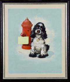 Butch at Fire Hydrant, "Wet Paint" - Original Promotional Illustration of a Dog