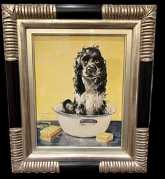 Butch Taking A Bath, Original cover for The Saturday Evening Post, Dog Painting