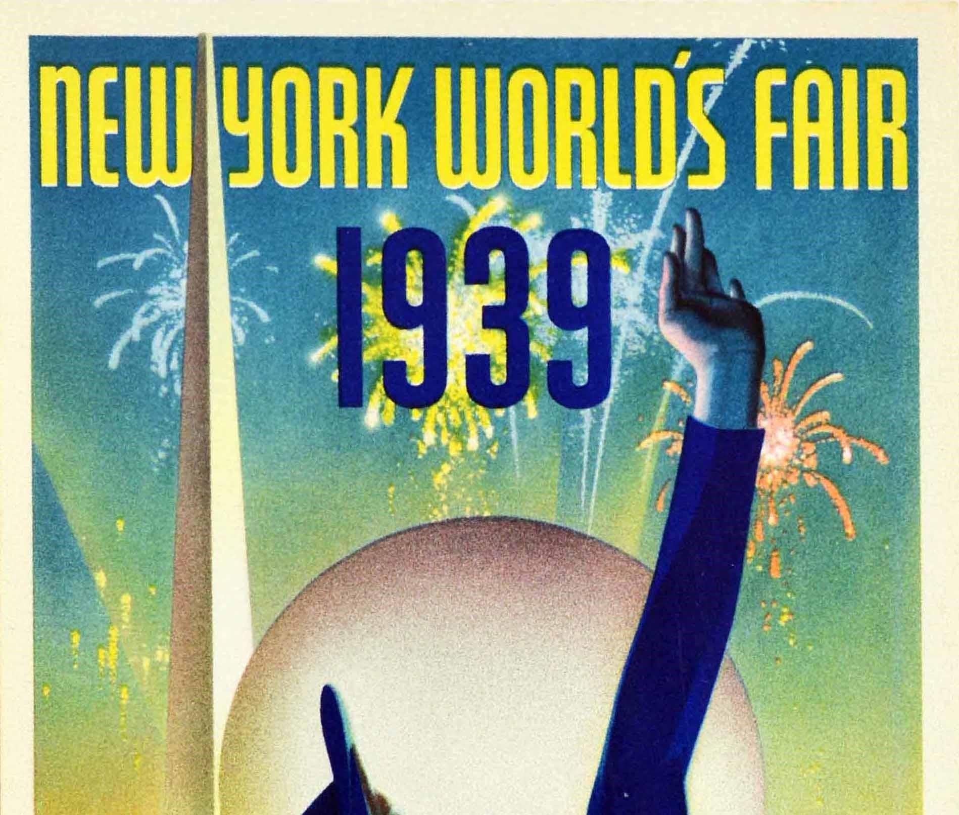 Original Vintage Poster New York World's Fair Modernist Trylon Perisphere Design - Print by Albert Staehle