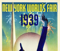 Original Vintage Poster New York World's Fair Modernist Trylon Perisphere Design