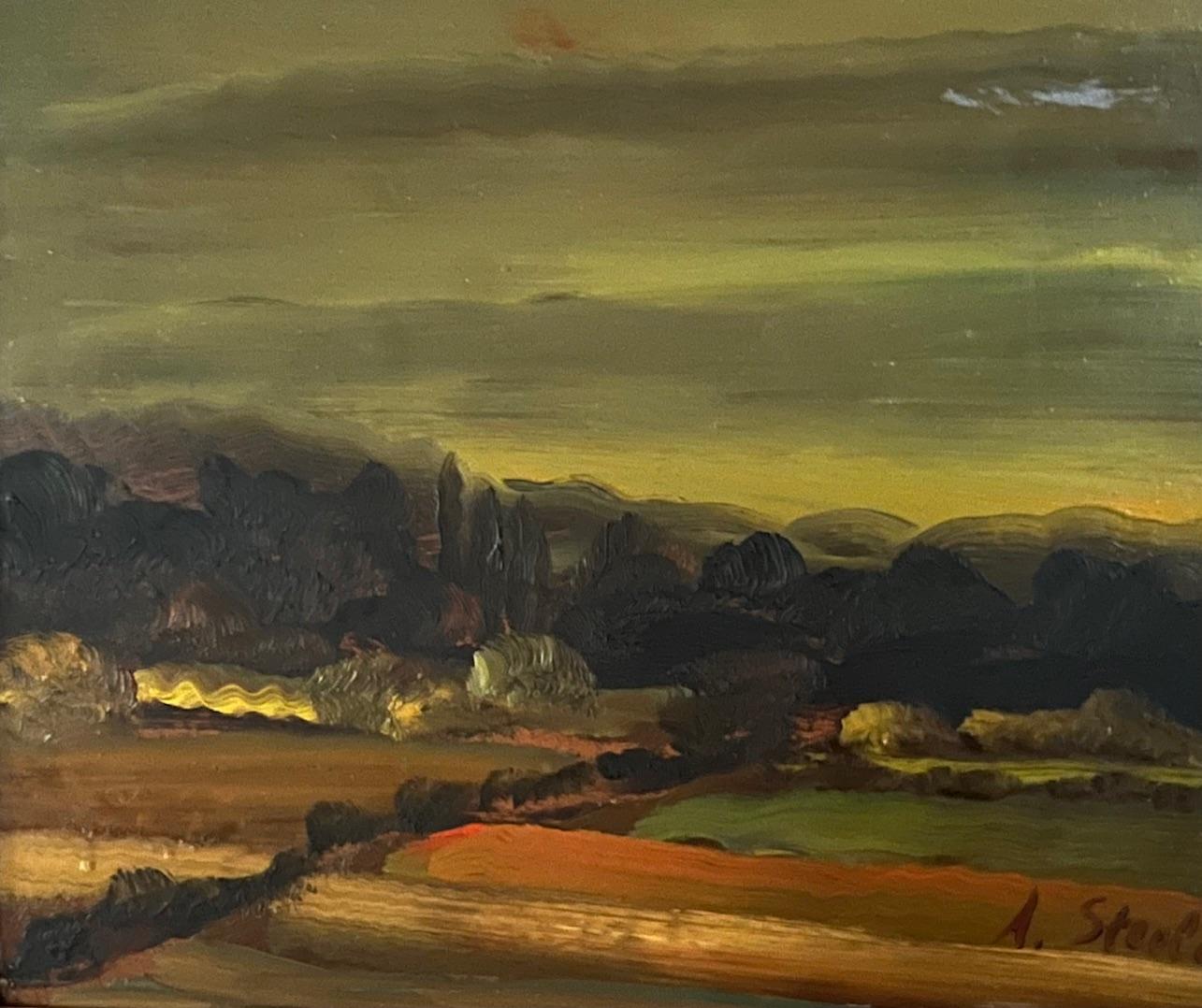 Albert Steel Belgian Landscape Oil on Panel Signed, 1960 3
