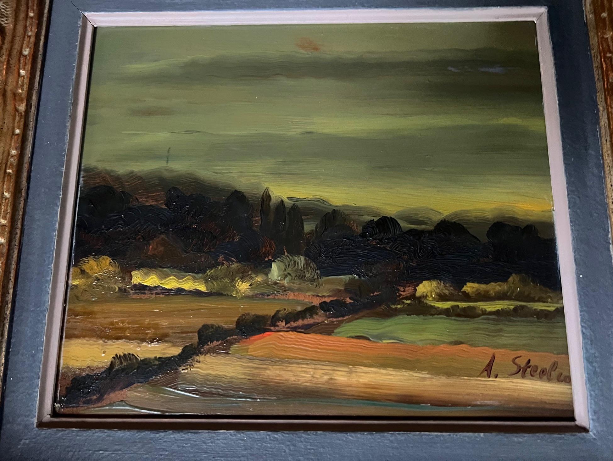 Albert Steel Belgian Landscape Oil on Panel Signed, 1960 4