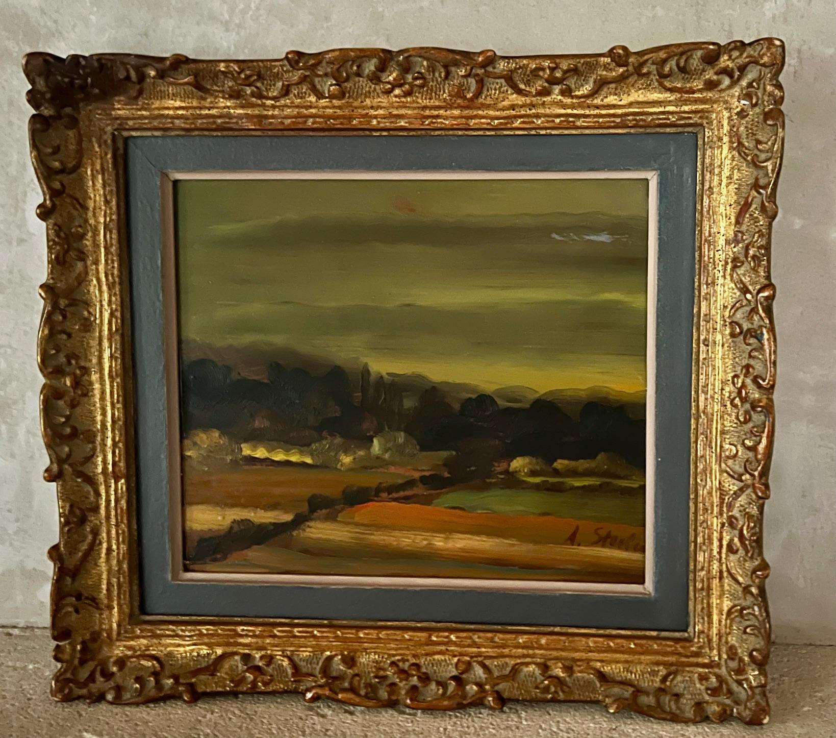 Albert Steel Belgian Landscape Oil on Panel Signed, 1960 5