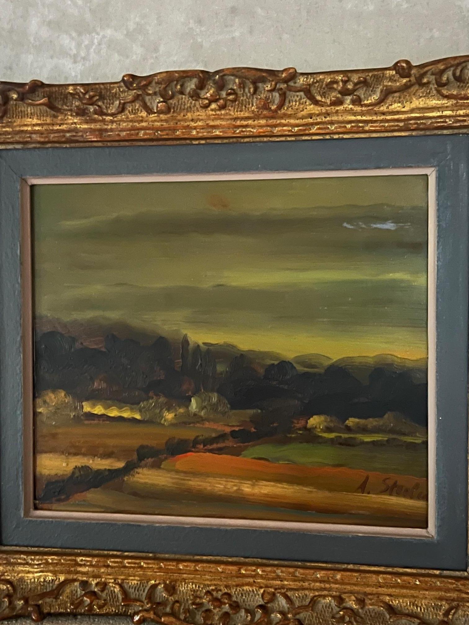 Albert Steel Belgian Landscape Oil on Panel Signed, 1960 2