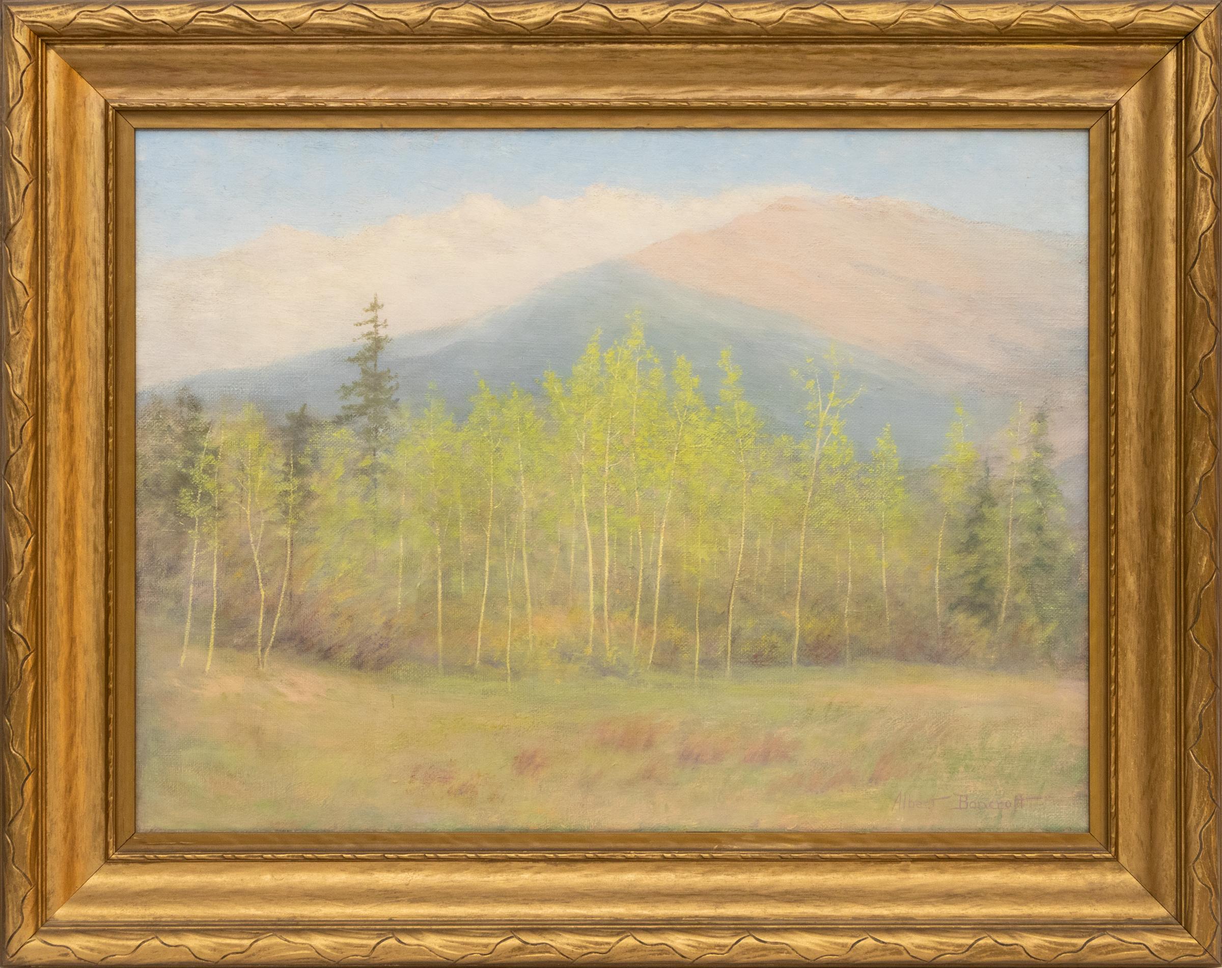 Pastellfarbenes Ölgemälde aus den 1920er Jahren von Aspen & Craig Meadows in Spring, Colorado (Amerikanischer Impressionismus), Painting, von Albert Stokes Bancroft