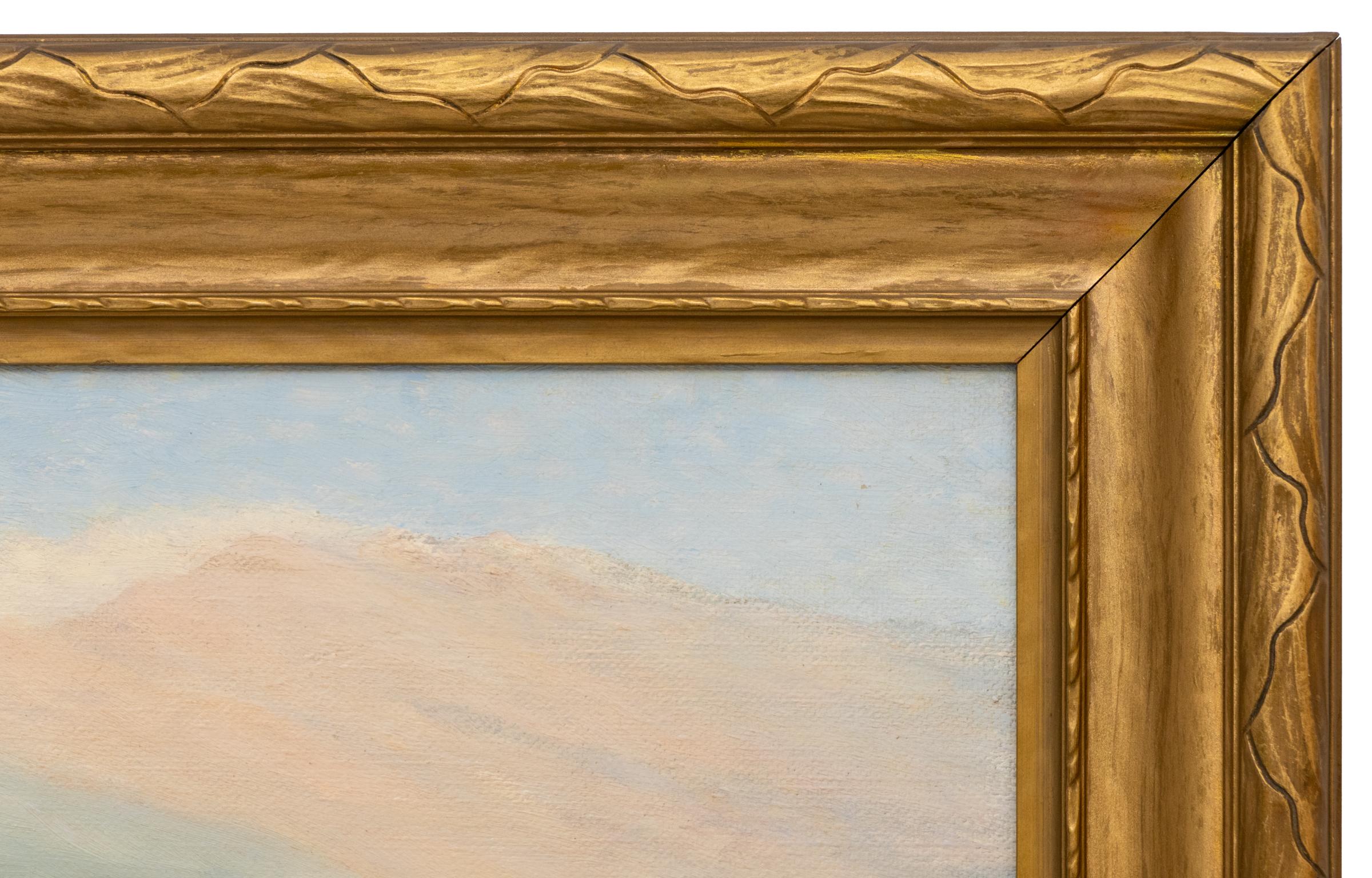 Pastellfarbenes Ölgemälde aus den 1920er Jahren von Aspen & Craig Meadows in Spring, Colorado im Angebot 3