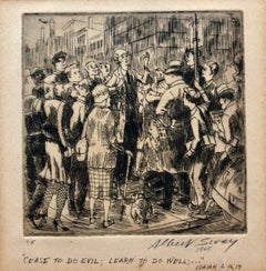 New York Incisione sociale realista Cessa di fare il male impara a fare il bene Artista WPA NYC