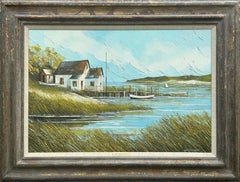 Retro Coastal House, Impressionist Oil Painting on Canvas by Albert Swayhoover