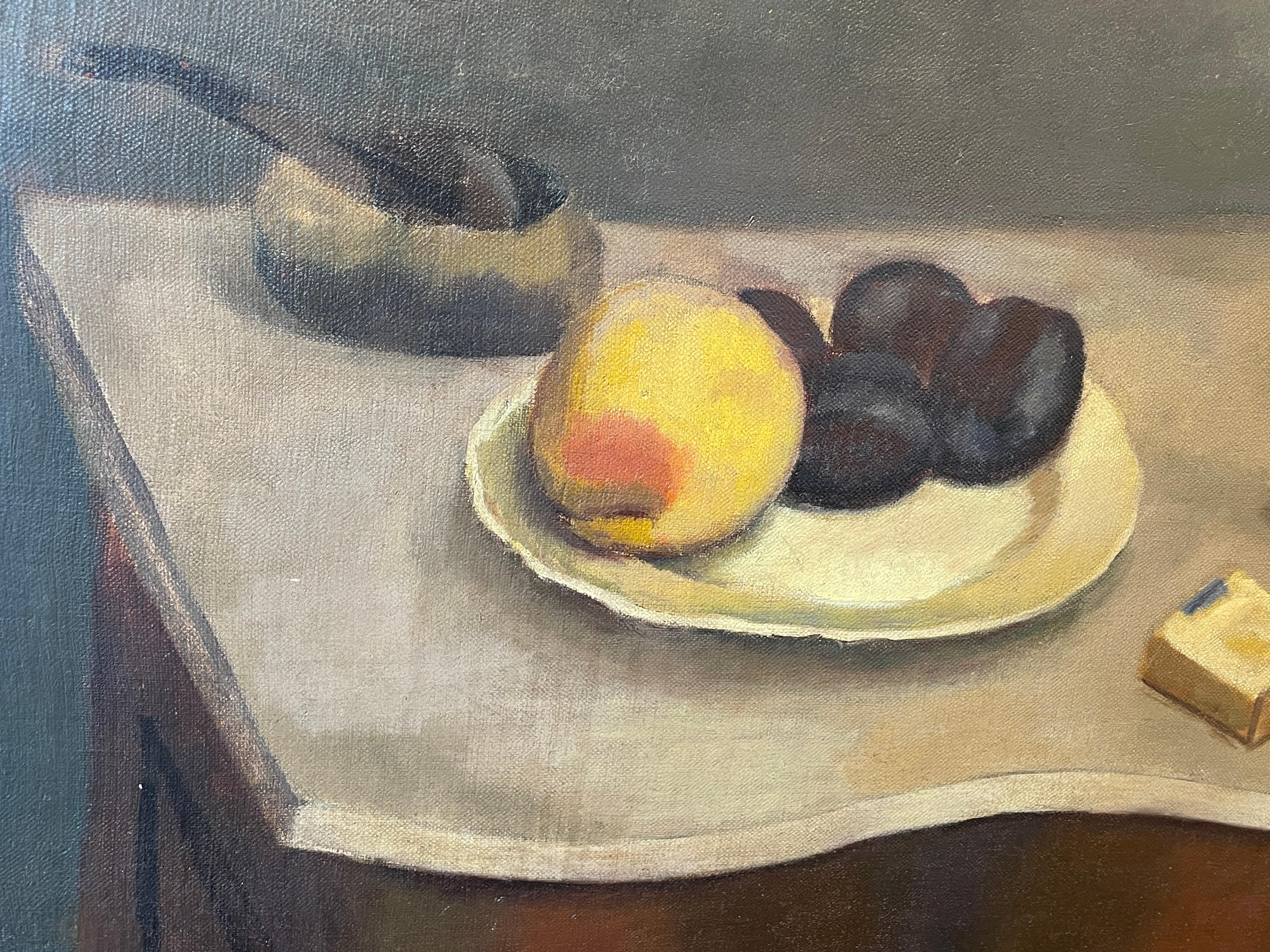 Albert Swinden (1901 - 1961)
Still Life of Fruit, 1937
Oil on canvas
18 x 30 inches

Provenance:
Graham Gallery, New York

Albert Swinden (1901–1961) was an English-born American abstract painter. He was one of the founders of the American Abstract