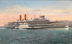 "Hendrick Hudson" Realistisches Dampfschiff Ölgemälde auf Leinwand in offener See