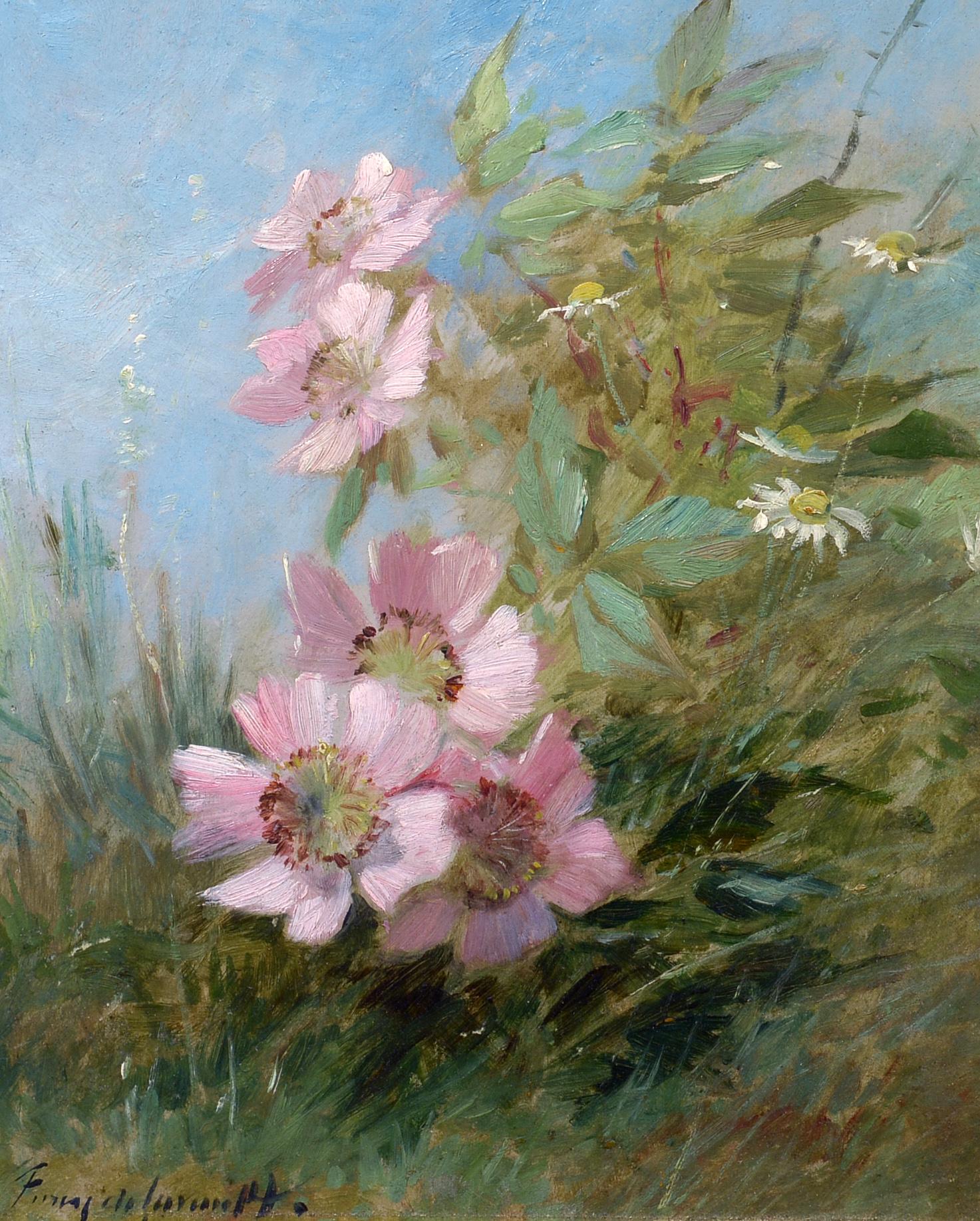 Albert Tibule Furcy de Lavault  Landscape Painting - Wildflowers, Impressionist, Nature, Landscape, Oil on Board