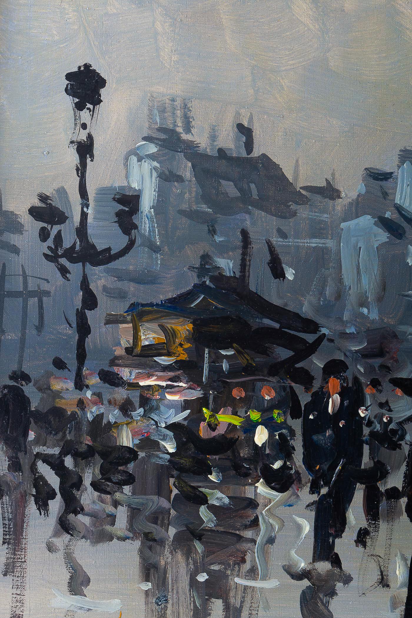 Albert Tissandier Oil on Canvas Place De L’opéra Paris, circa 1870-1880 For Sale 2