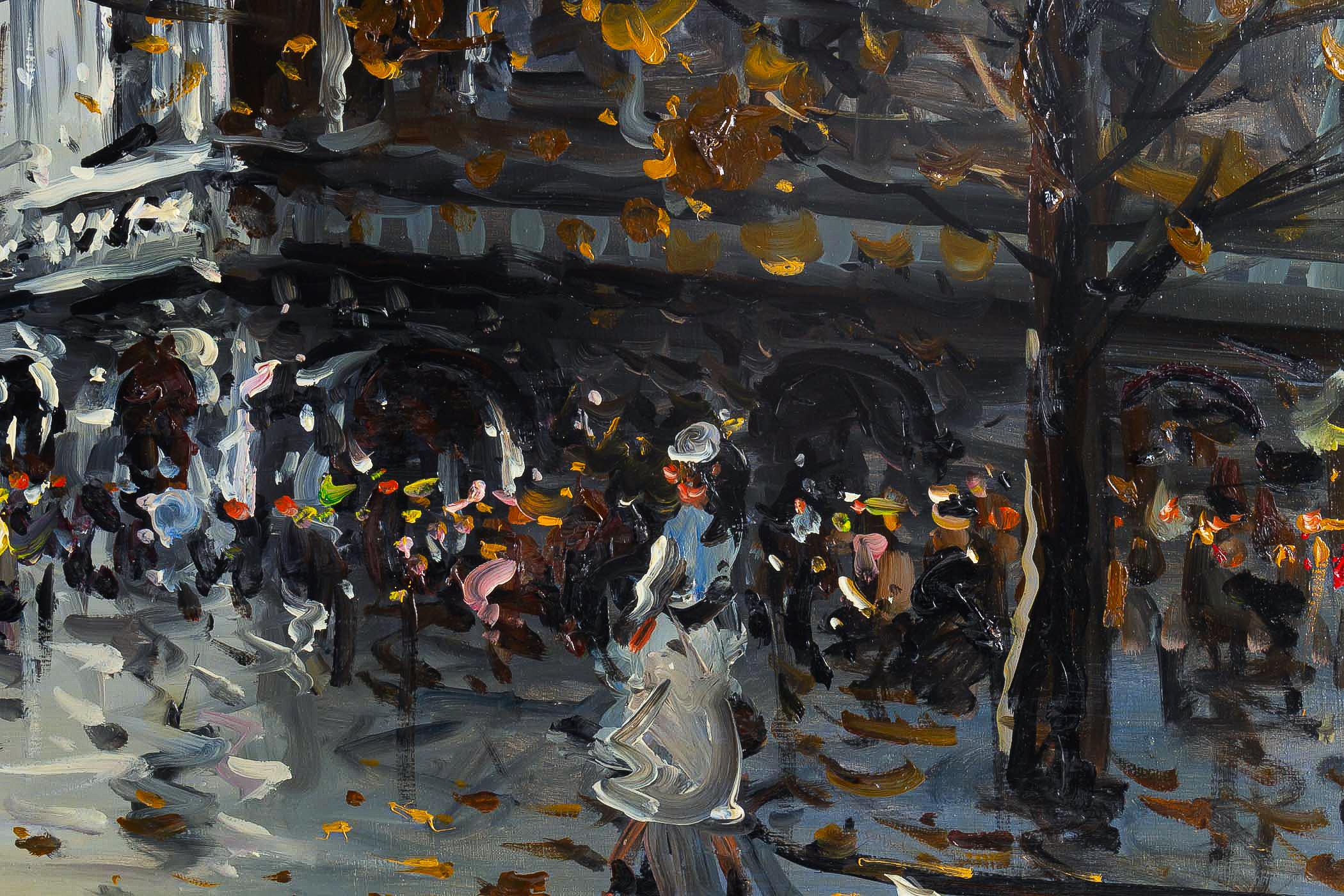 Albert Tissandier Oil on Canvas Place De L’opéra Paris, circa 1870-1880 For Sale 3