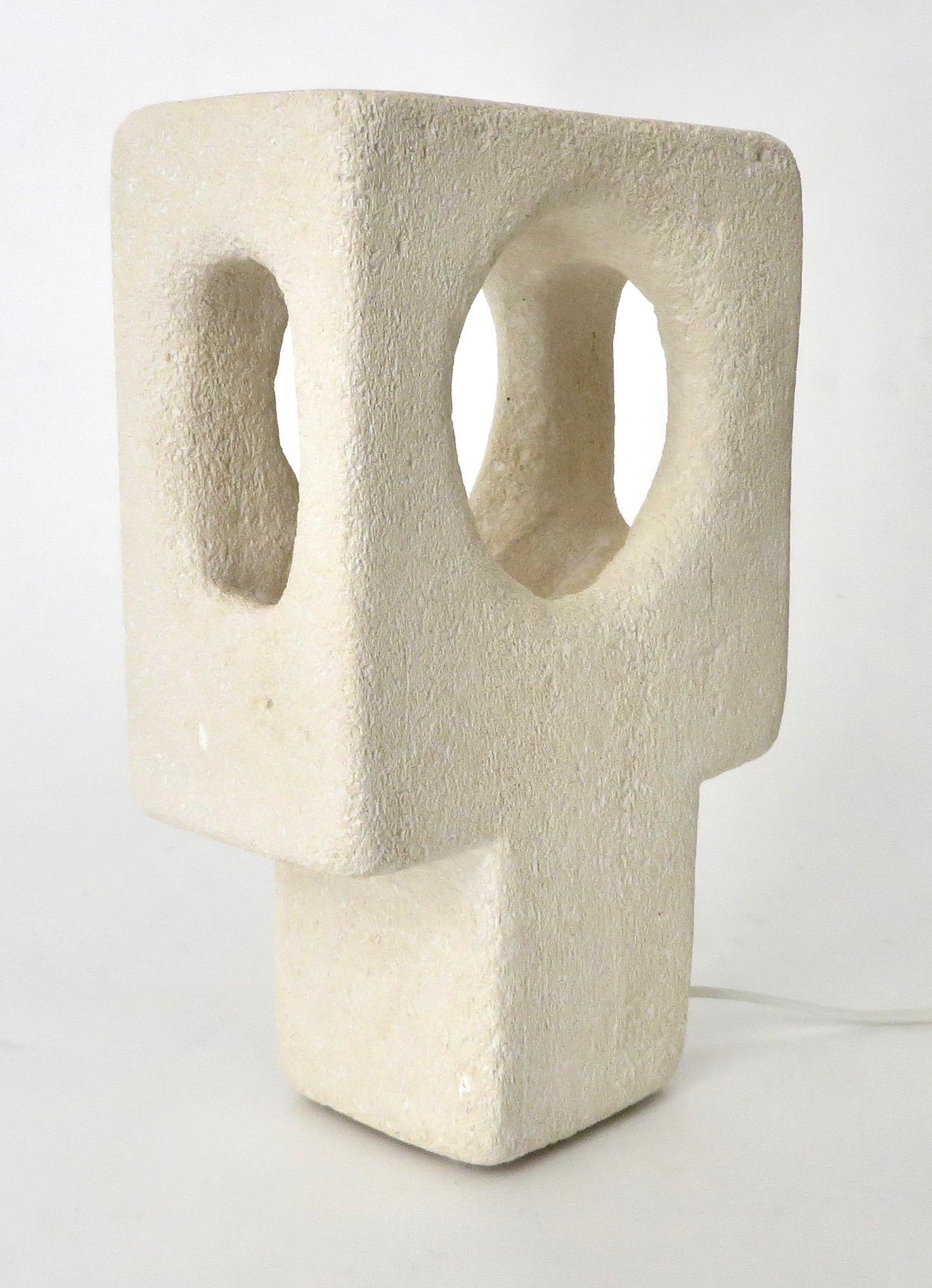 Albert Tormos Carved French Limestone Table Lamp 4